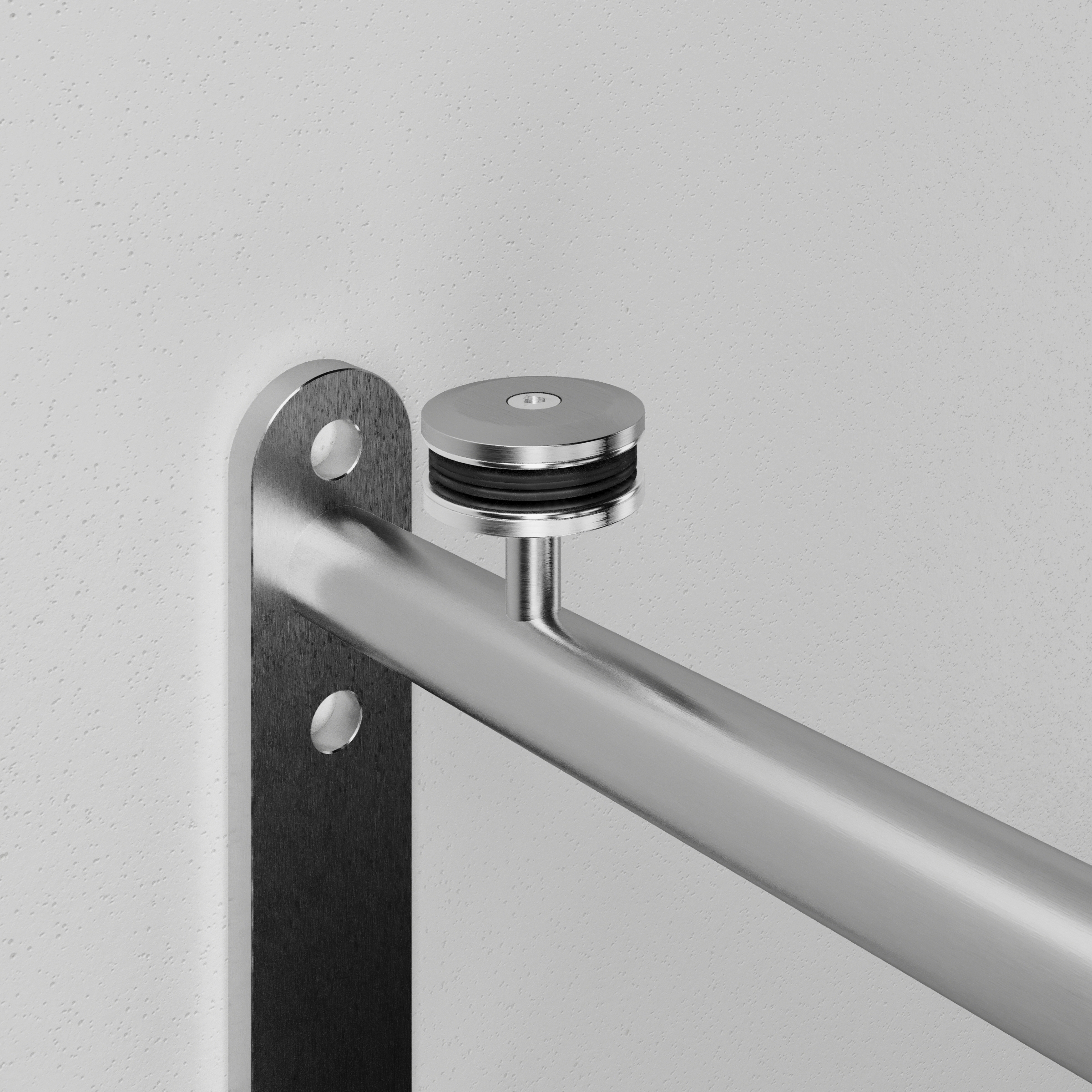 Rohrträger mit Wandleiste, 110 bis 130 cm Dachtiefe - Edelstahl