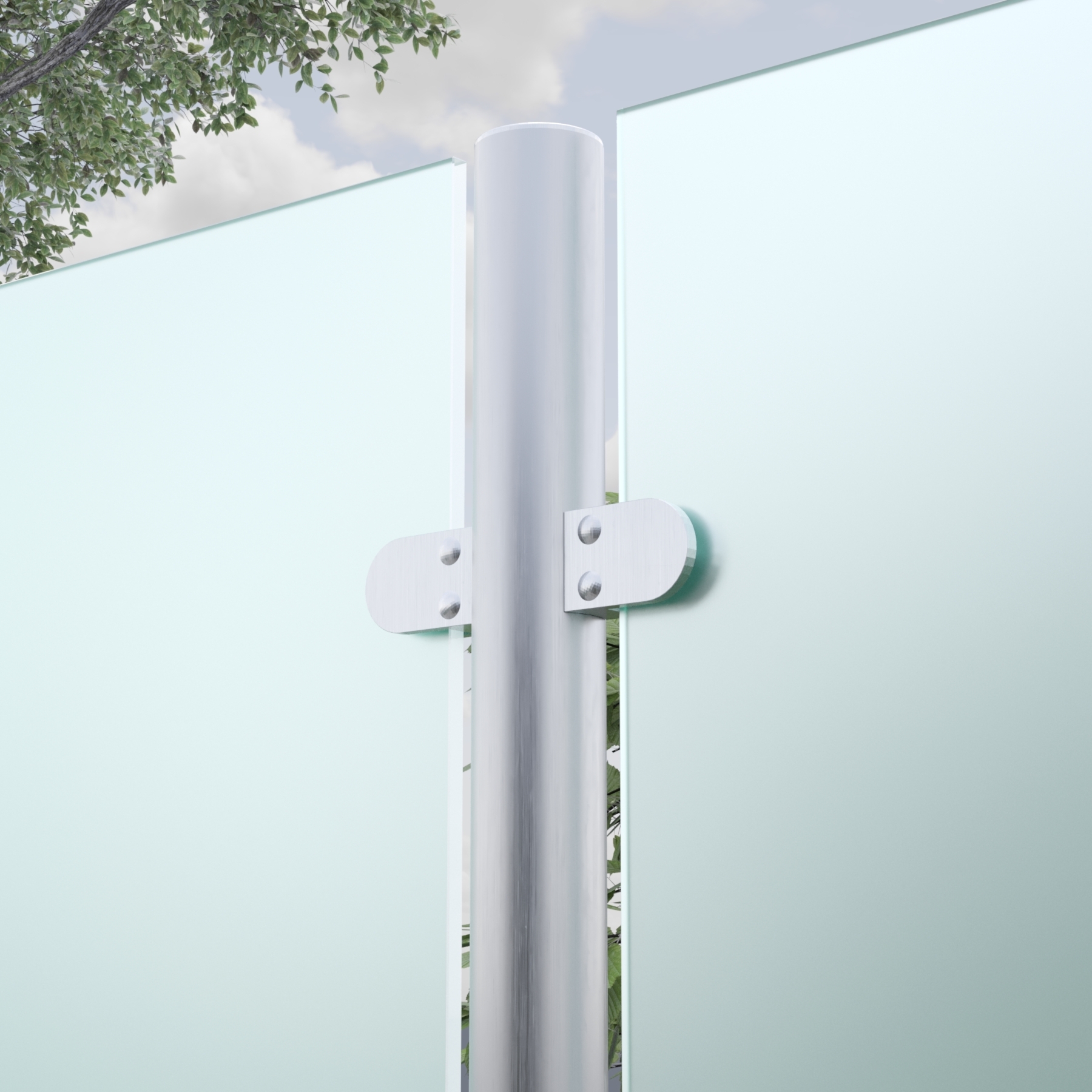 Mittel-Pfosten rund 42 mm zum Aufschrauben