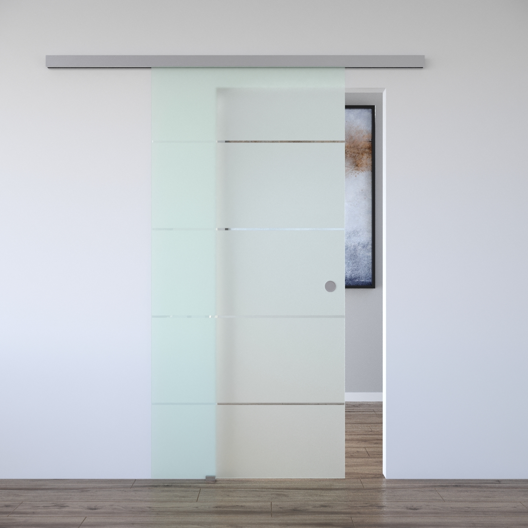 Schiebetür Komplettsystem mit Softclose, Klarglas Muster "DUO"