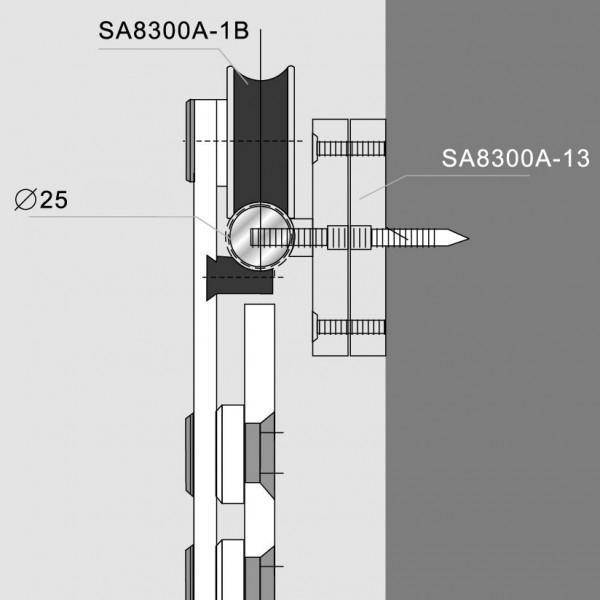 Wandhalterung Rohr-Wand Ø 25 mm - mit Ausspringschutz