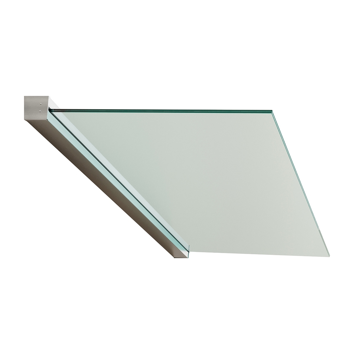 Freitragendes Vordach | 160 cm | Eckiges Klemmprofil in Edelstahloptik | Komplettset mit Glas