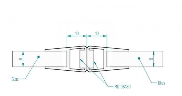 Magnetdichtung 180° für 8 mm Glas | bündig gerade, 2500 mm Länge