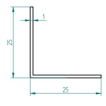 L-Profil - Winkel 90°, 25 mm Schenkel - 4 m lang