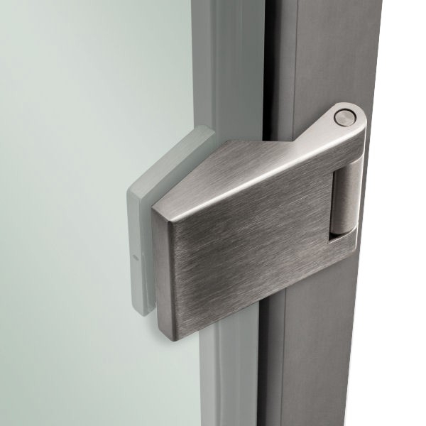 Glas Türzarge Komplettsystem | 834 x 2097 mm | 12,76 mm | Links | Edelstahloptik
