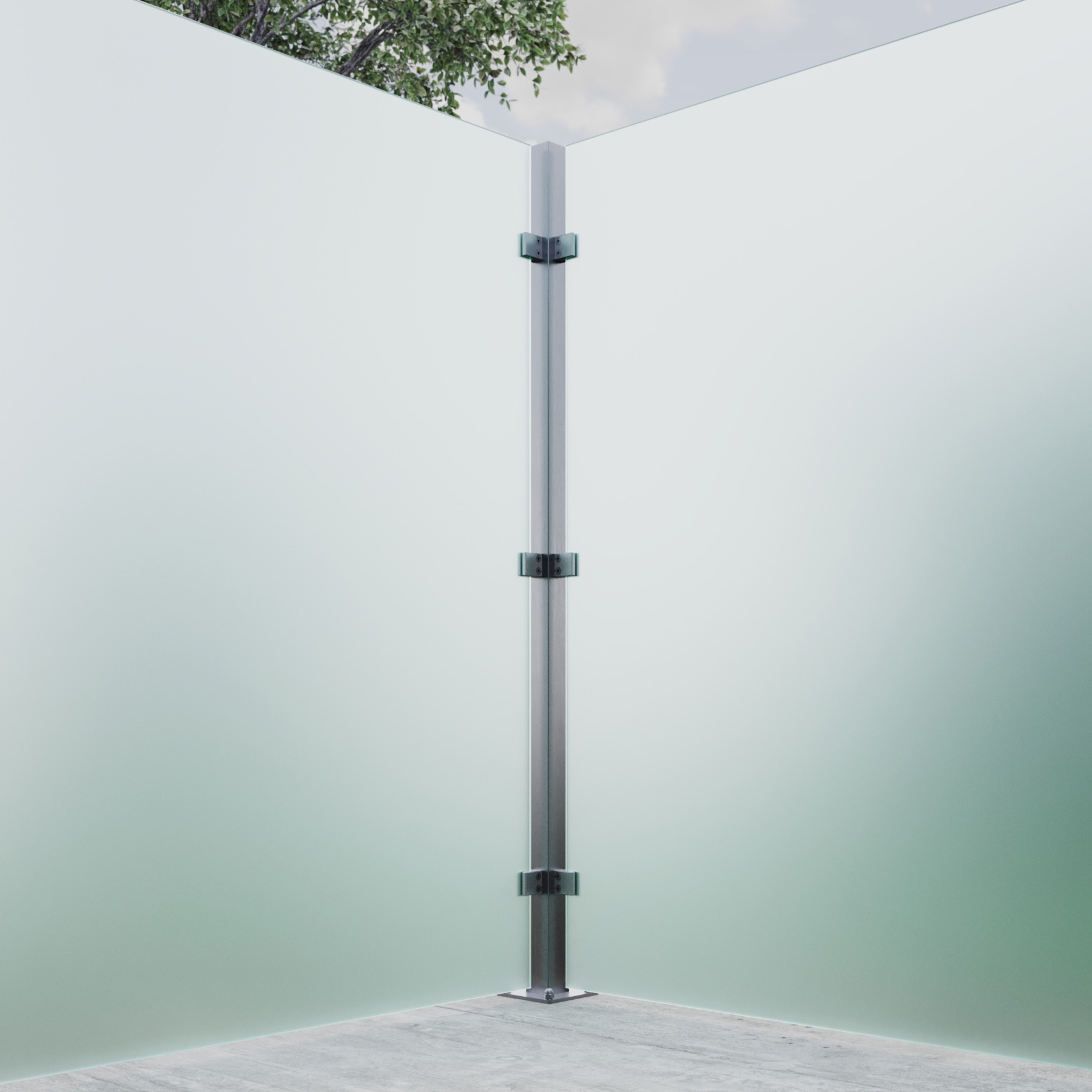 Eck-Pfosten System F Glasstärke 6 - 10 mm zum Aufschrauben