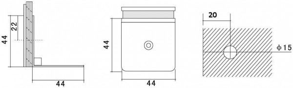 Winkelverbinder Glas-Wand 90° - Matt