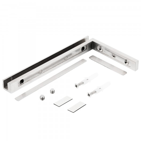Stabilisierungswinkel 90° links für Glas-Duschen matt