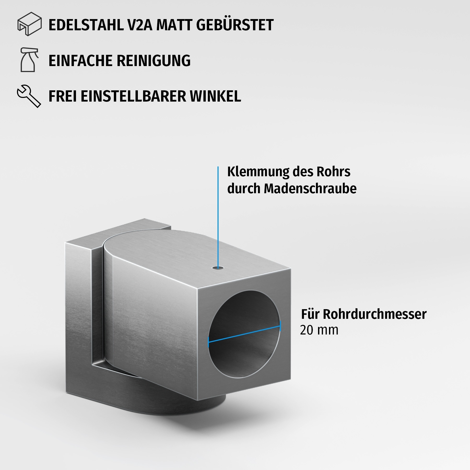 Wandmuffe variabel | Durchmesser 20 mm | matt