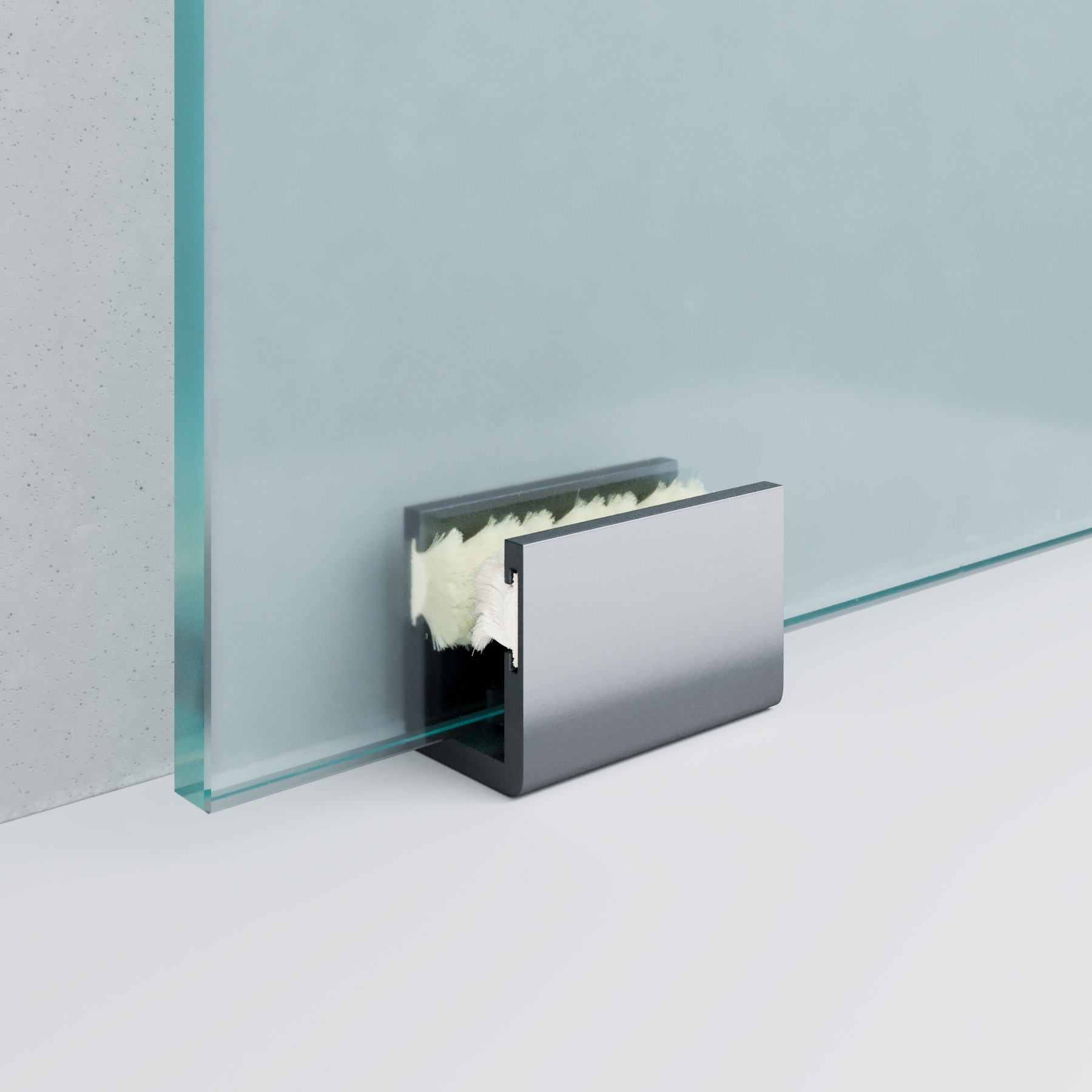 Bodenführung für 8 mm Glas - mit Bürsteneinsatz