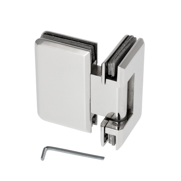 Scharnier Verbindung | Glas-Glas 180° | Hochglanz | R/L Anschlag