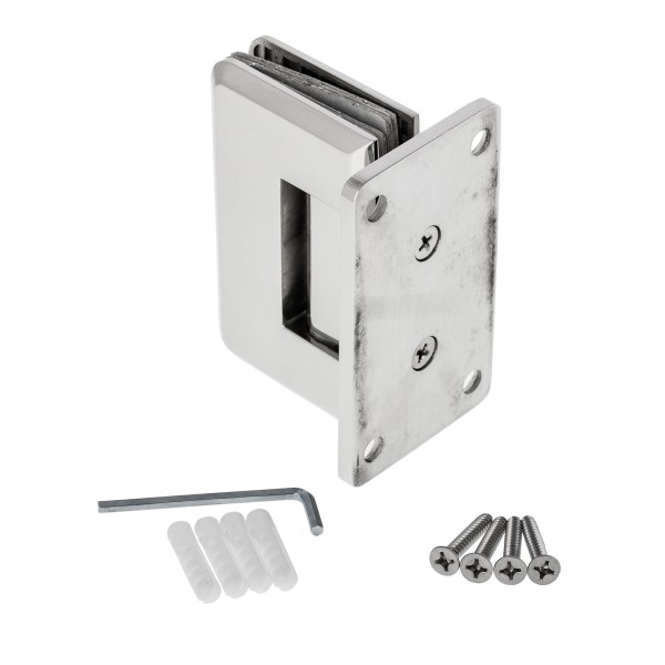 Scharnier Verbindung Glas-Wand 90° R/L Anschlag, Automatikschließung - Hochglanz