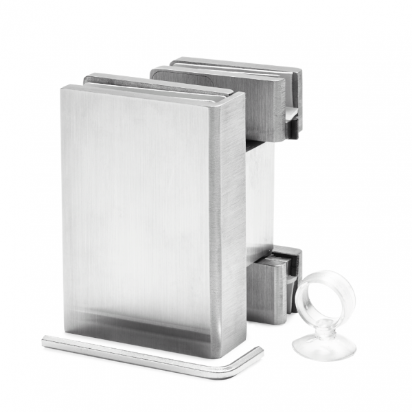 Scharnier Verbindung | Glas-Glas 90° | Serie F | Matt gebürstet | R/L Anschlag