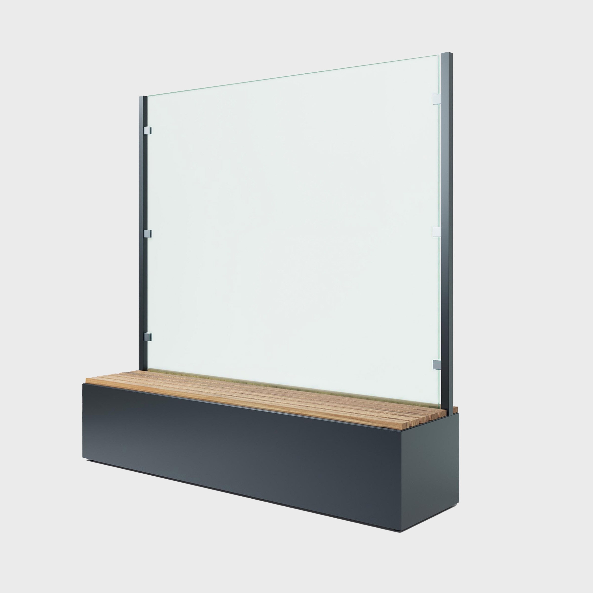 Sitzbank mit Sicht- & Windschutz | 185 cm breit | Klarglas