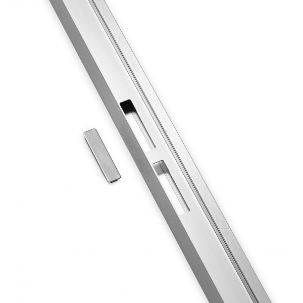 Glas Türzarge Komplettsystem | 834 x 2097 mm | 12,76 mm | Links | Edelstahloptik