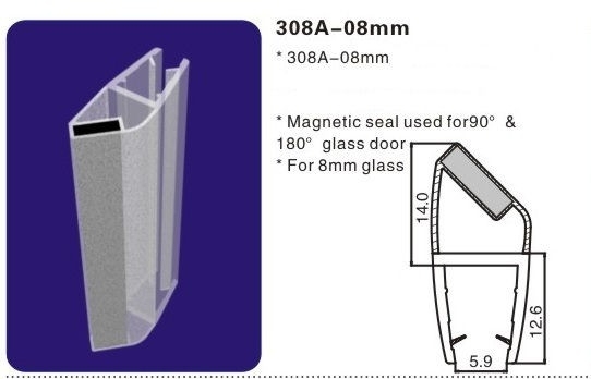 Magnetdichtung 90° für 8 mm Glas, Länge: 2500 mm