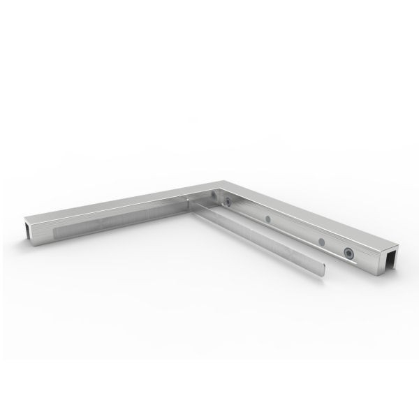 Stabilisierungsstange Winkel 90° Glas-Glas, matt gebürstet