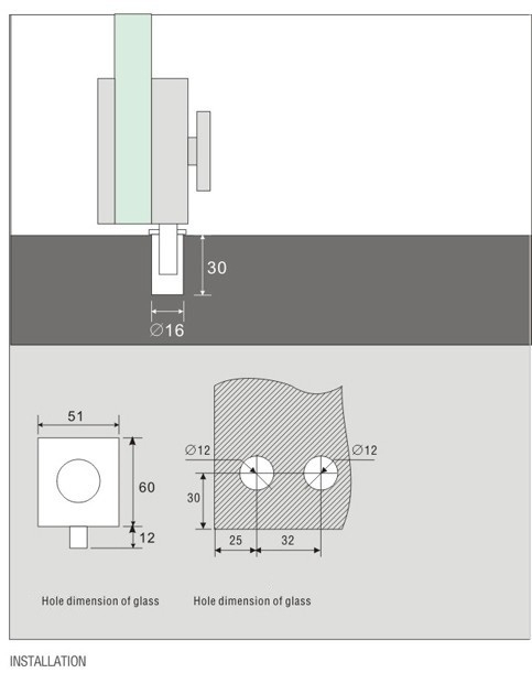 Bodenstopper mit Zapfenarretierung - 50 mm x 60 mm