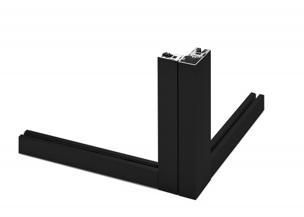 Glas Eck-Klemmprofil Set | 12-12,76 mm | Schwarz