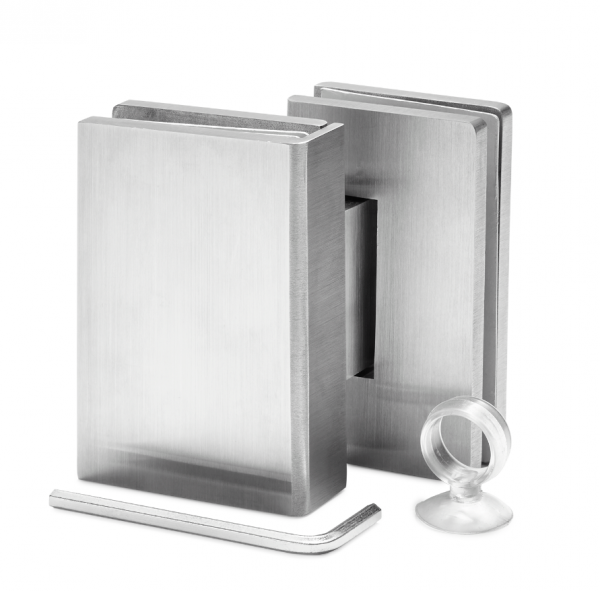 Scharnier Verbindung | Glas-Glas 90° | Serie F | Matt gebürstet | R/L Anschlag