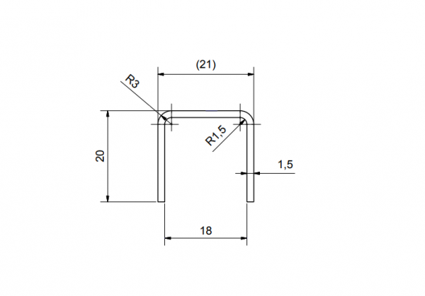 Kantenschutz U-Profil 17,52 mm, abgerundet - Edelstahl