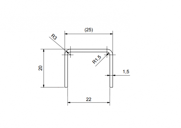 Kantenschutz U-Profil 21,52 mm, abgerundet - Edelstahl