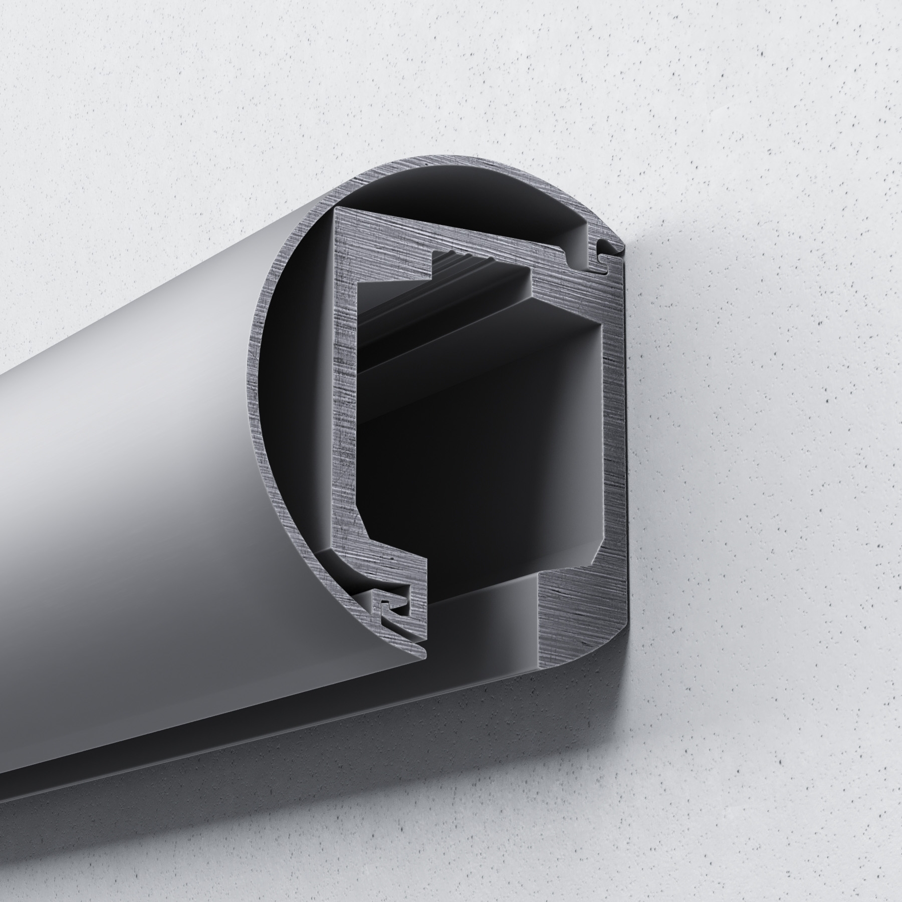 Laufschiene einflügelig, rund - Aluminium eloxiert