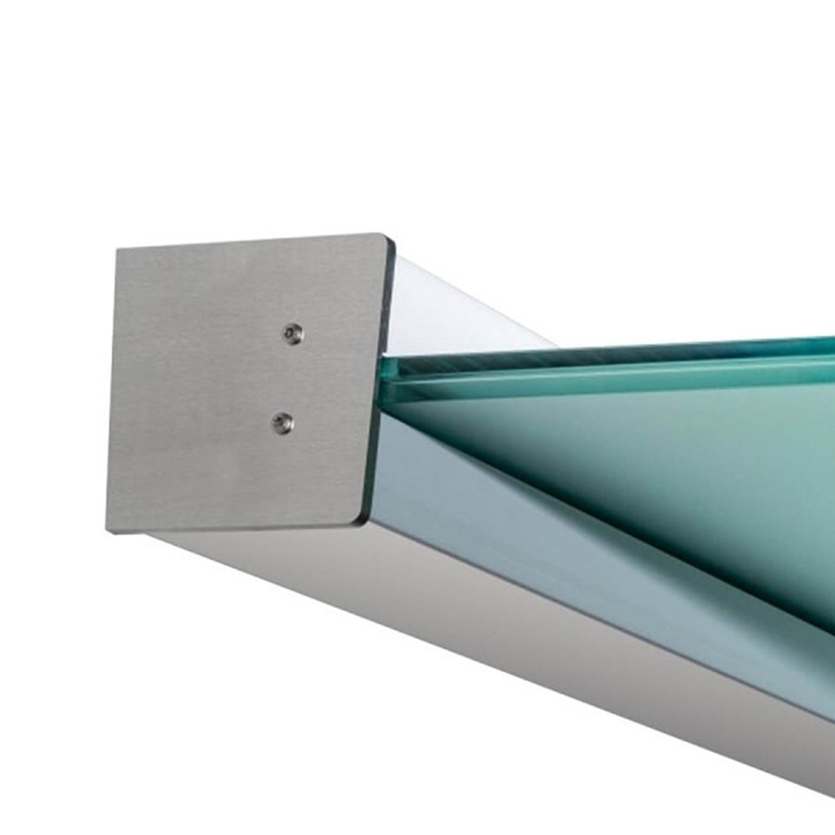 Freitragendes Vordach | 250 cm | Eckiges Klemmprofil in Edelstahloptik | Komplettset mit Glas