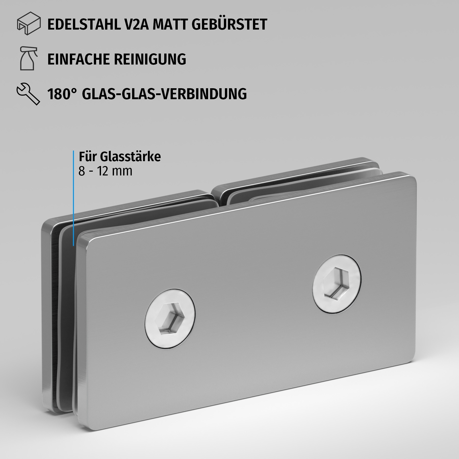 Längsverbinder | Glas-Glas 180° | matt