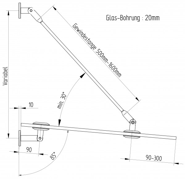 Set Vordachhalter rund