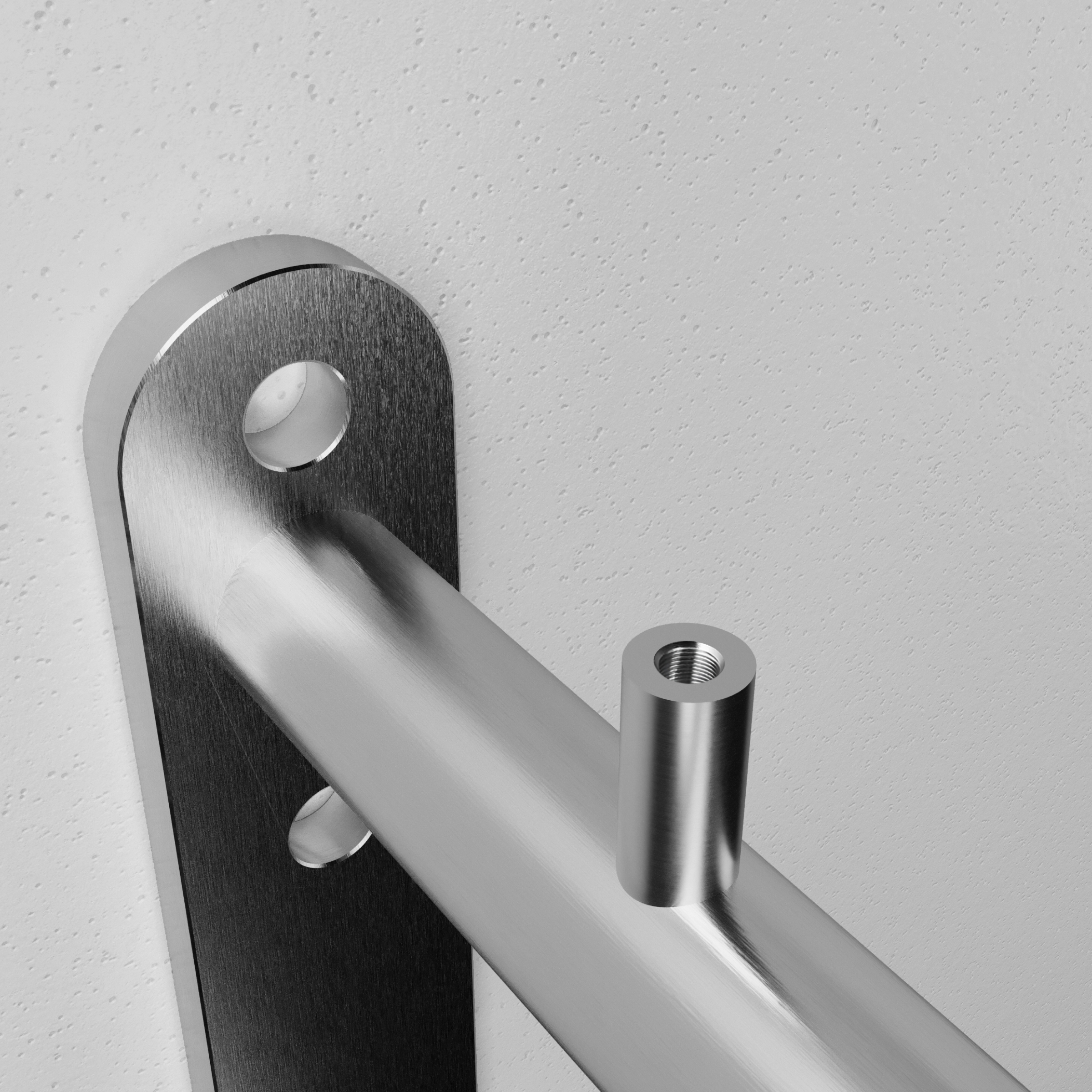 Rohrträger mit Wandleiste, 110 bis 130 cm Dachtiefe - Edelstahl