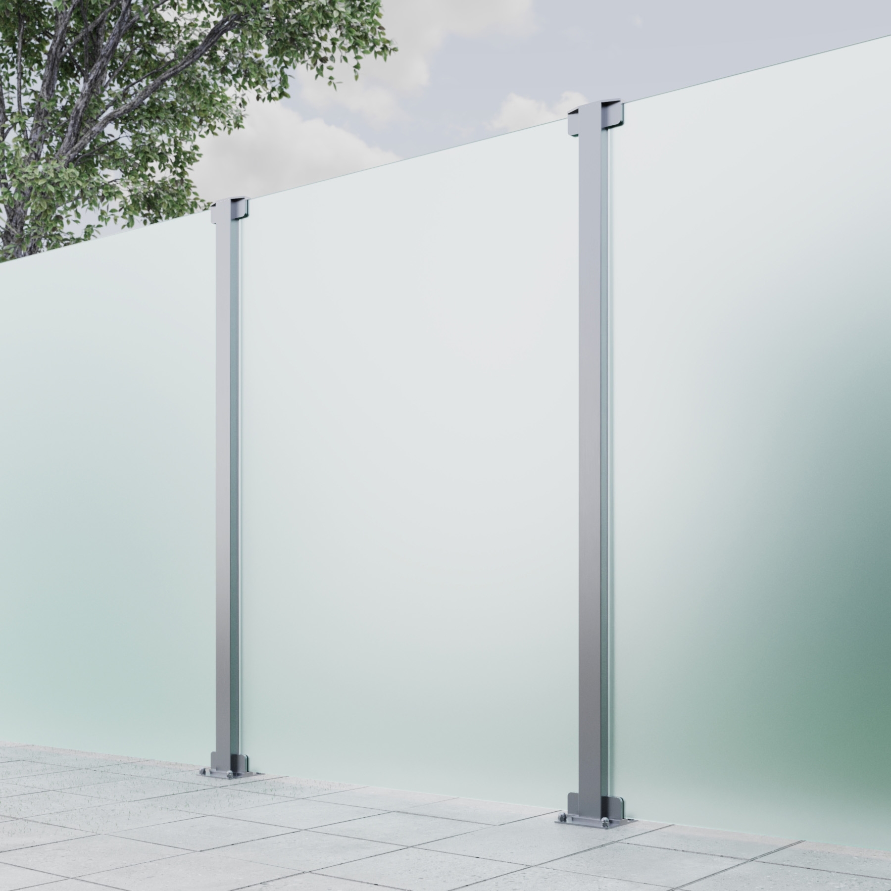Mittel-Pfosten System A 60x60 mm zum Aufschrauben