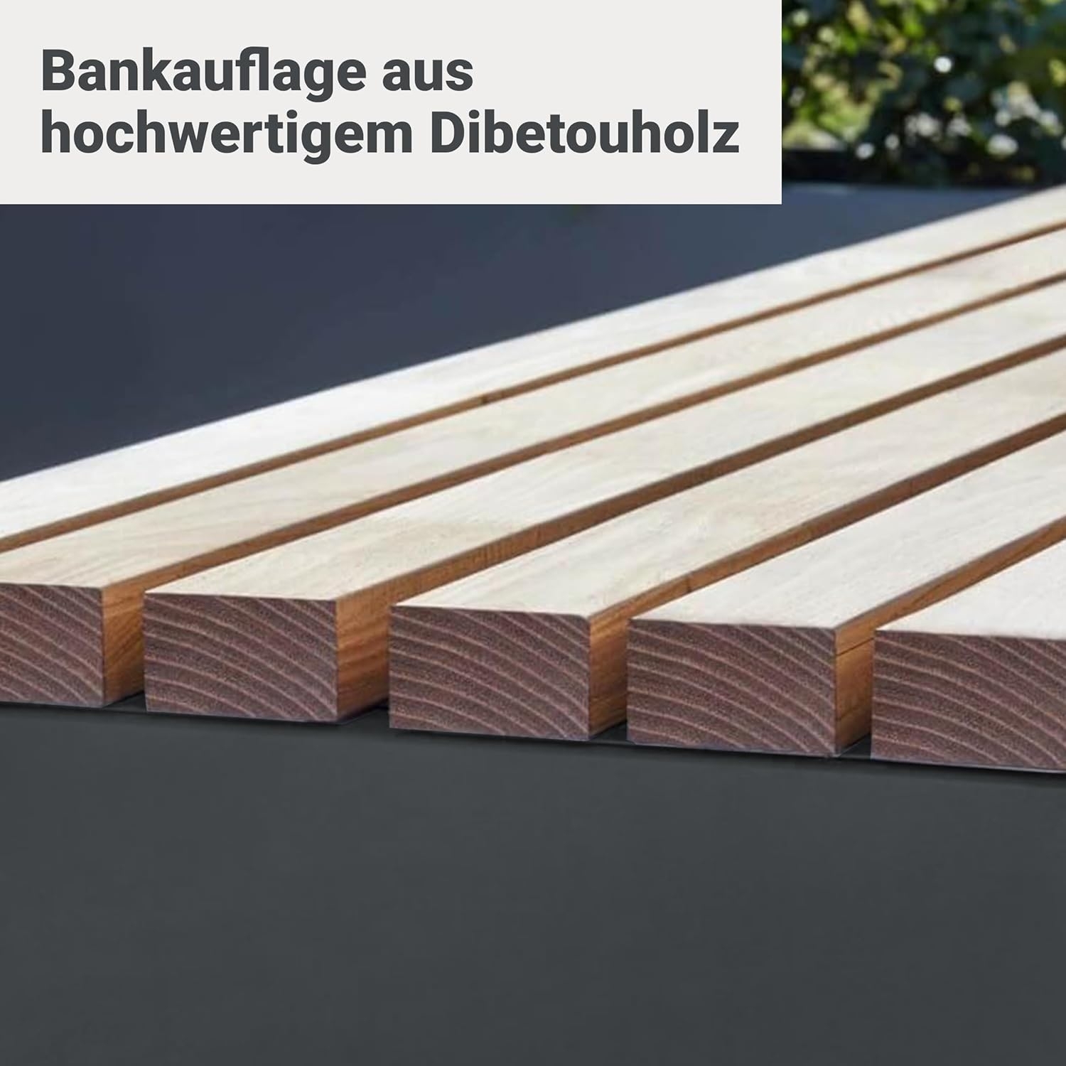 Sitzbank 185 cm breit aus beschichtetem Stahl und Holz