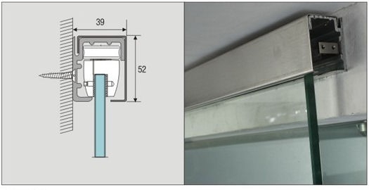 Führungsschiene für Führungswagen, Wandmontage - Aluminium eloxiert
