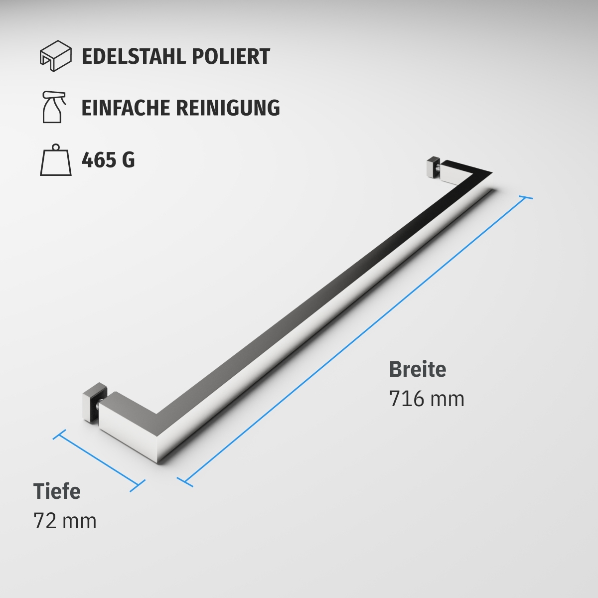 Handtuchhalter Glasdusche | 700 mm | Hochglanz