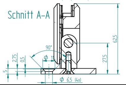 Scharnier Verbindung | Glas-Wand 90° | matt | R/L Anschlag
