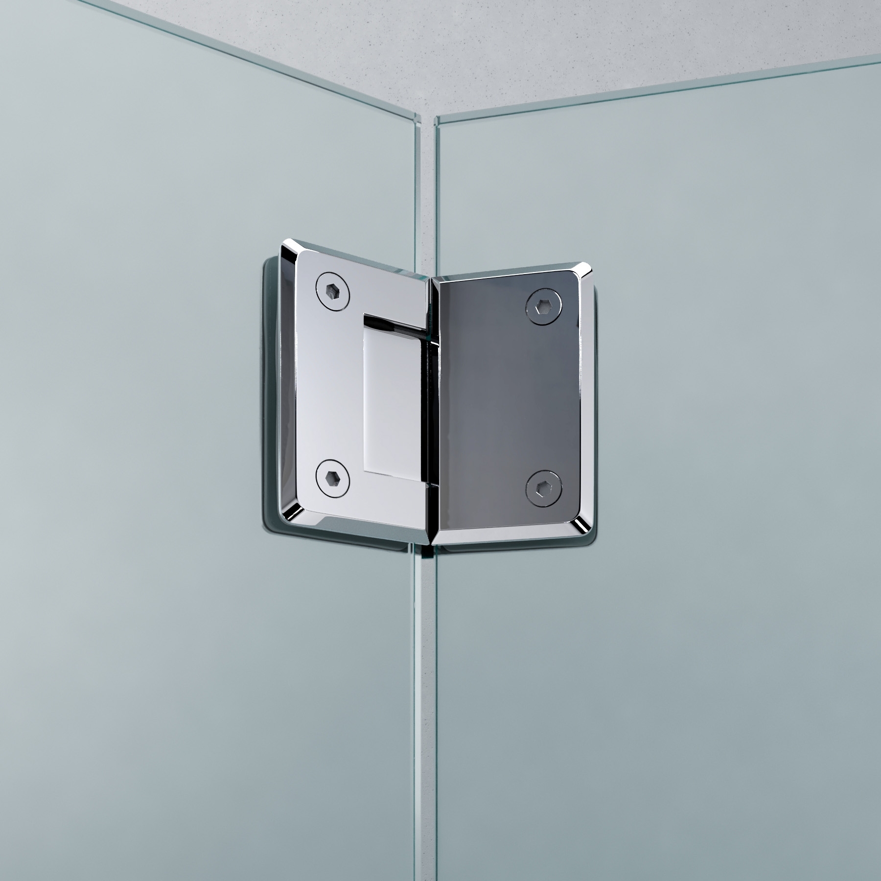 Scharnier Verbindung | Glas-Glas 135° | Hochglanz | R/L Anschlag